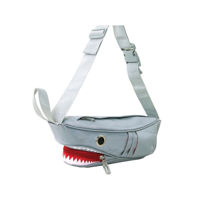 Premium Nylon Shark with Gill Pockets Fanny Pack Hip Waist Bag in Grey