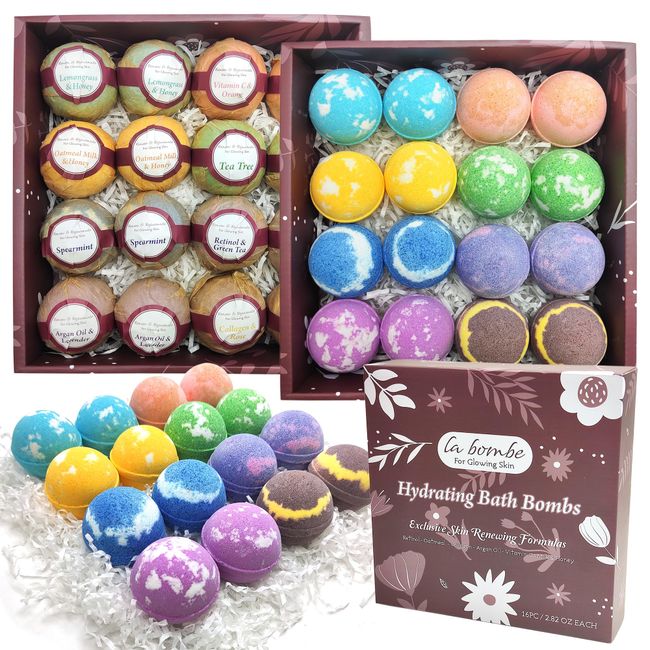 Natural Bath Bombs for Sensitive Skin! Skin Booster Bath Bomb Set for Women & Girls! Retinol Moisturizing Bath Bombs Gift Set for Teen Girls & Ladies. Best Skin Loving Bath Bombs - Organic Ingredients