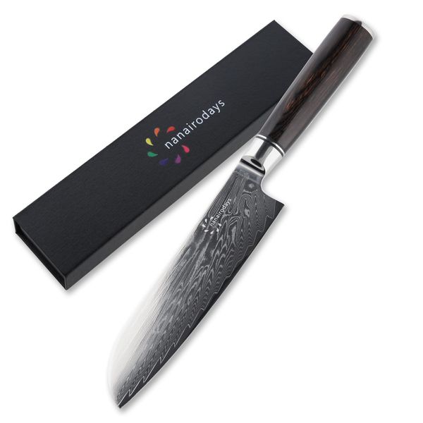 Santoku Knife, Blade Length: 7.1 inches (180 mm), Cookware, Cuts Good, Rust Resistant, Corrosion Resistant, Made in Japan, Super High Hardness VG10, Stylish, Elegant, Kitchen Utensils, Damascus Knife