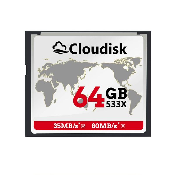 Cloudisk Compact Flash Card 64GB 533X CF 2.0 Card Performance for DSLR Camera, Vintage Digital Camera and Industry Equipment (64GB CompactFlash)