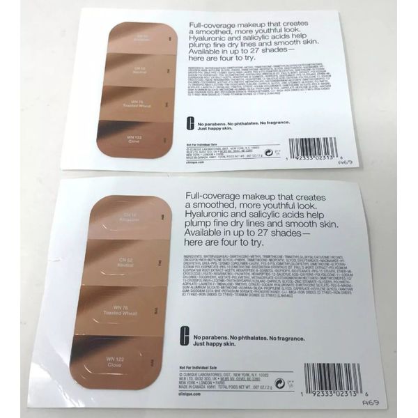 Lot 2X Clinique Even Better Refresh Hydrating & Repairing Makeup 4 Shade Sample