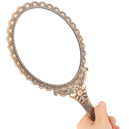 FRCOLOR Hand Mirror, Hand Mirror, Antique Mirror, Tabletop, Handheld, Compact, Elegant, Makeup Mirror, Includes Handle, Wall Mounted Mirror, Set of 2