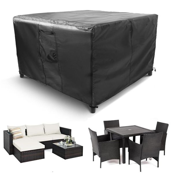 Timizi Outdoor Furniture Covers Waterproof 70x70x70cm, Square Anti-UV, Snow Protection Patio Cover with Air Vent, for Patio, Outdoor, Garden Furniture Protector. - Black