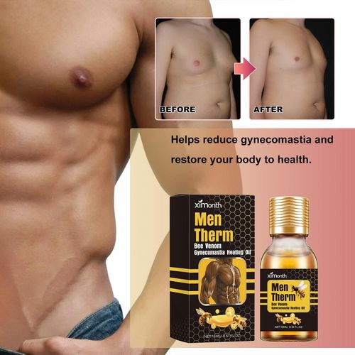 3Pcs Men Therm Bee Venom, The Chest Muscles Bee Venom Oil,Best Men Therm Bee Venom Gynecomastia Heating Oil, Men Therm Bee Venom Oil for Strengthen The Chest Muscles
