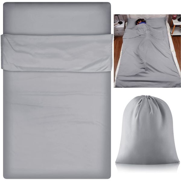 Irenare Self Tan Sleep Sack Breathable Self Tanning Sheets Self Tanning Bed Sheet Protector Self Tan Sleep Bag Travel and Camping Sheet Sleeping Bag Liner for Outdoor Travel Hiking(Silver Gray)