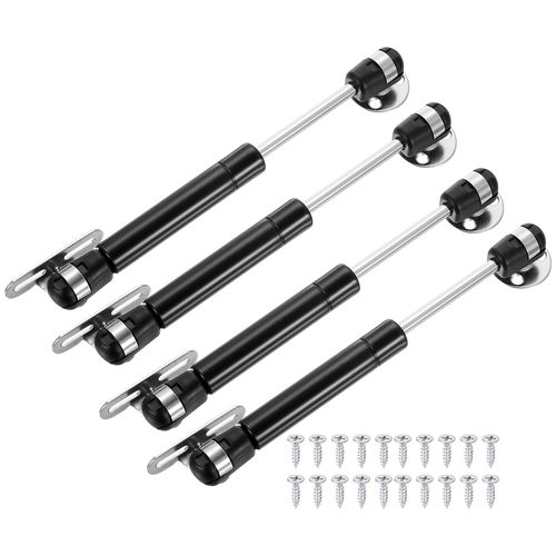 uxcell 4Pcs Lid Support Hinges, 6 Inch 60N Gas Struts Soft Close Folding Lid Stay Hinges Lift Support Slow Lowering Pneumatic Lid Buffer for Cabinet Closet Wardrobe, Black