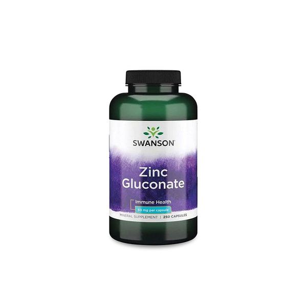 Swanson Zinc Gluconate 50mg Capsules, 250 Bars, 1 Pack, 250 Tablets