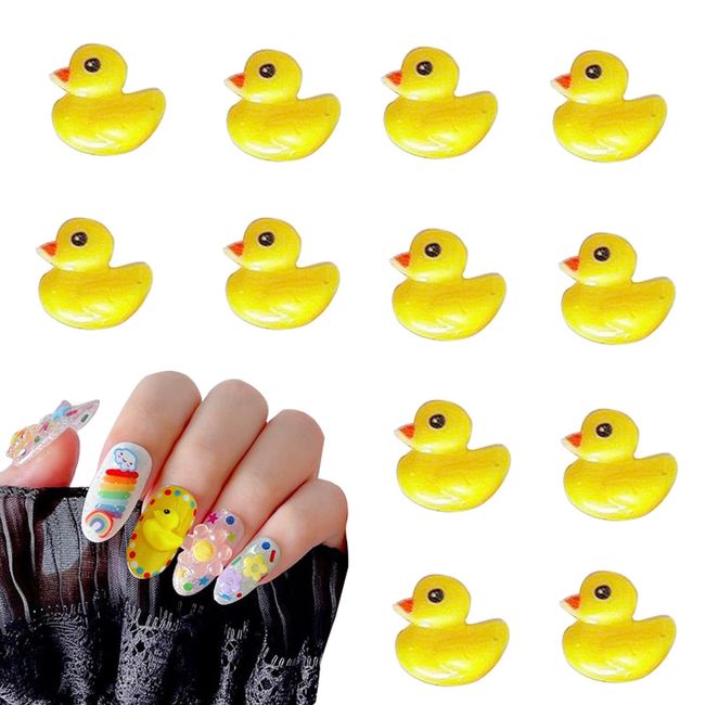 Duck Charms for Nails 50PCS - 3D Resin Nail Decorations Flatback Kwaii Cute Nail Charms for Acrylic Nails