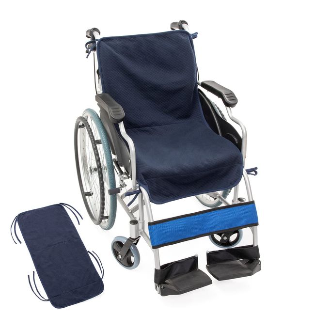 Astro 320-30 Waterproof Seat Covers for Wheelchairs, Navy, Antibacterial Knit Fabric, Waterproof Sheets, Washable, Easy to Dry, Nursing Care Sheet, Stain Prevention, Slip Prevention, Comes with Ties