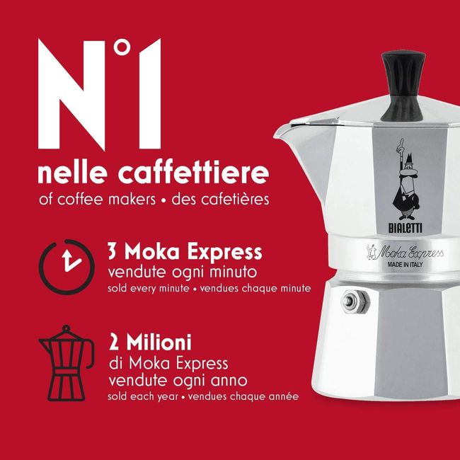  Bialetti - Moka Express: Iconic Stovetop Espresso Maker, Makes  Real Italian Coffee, Moka Pot 3 Cups (4.3 Oz - 130 Ml), Aluminium, Silver:  Stovetop Espresso Pots: Home & Kitchen