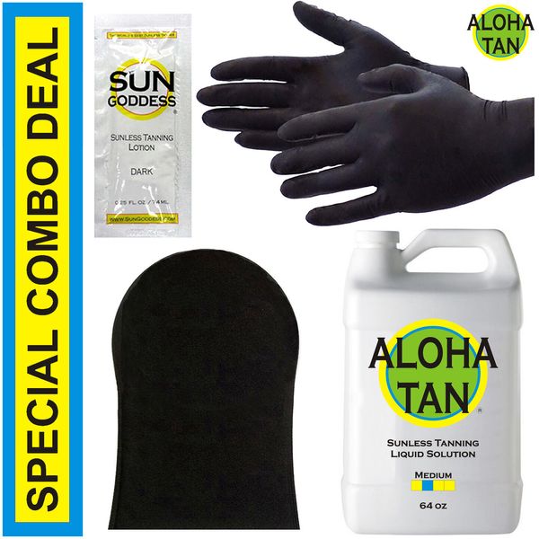 Best Spray Tan Solution - MEDIUM - 64 oz + Sunless Tanning Self Tanner Lotion