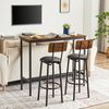 EZAPOR Compact 3-Piece Bar Table Set with 2 Cushioned Stools and Backrest, Rustic Brown - Space-Saving Design for Small Spaces