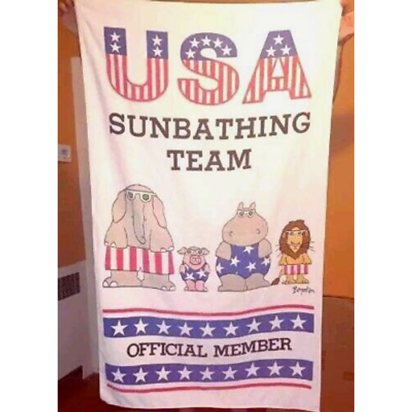 Vintage Boynton USA Sunbathing Team Beach Towel Swim Pool Martex 60"