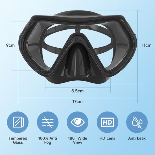 Findway Snorkel Mask,180°view Snorkelling Mask Adult & Junior, Diving mask Anti-Fog & Anti-UV Tempered Glass, Wide View Snorkel Mask, Easy Adjustable Strap Mask for Diving, Snorkelling and Swimming