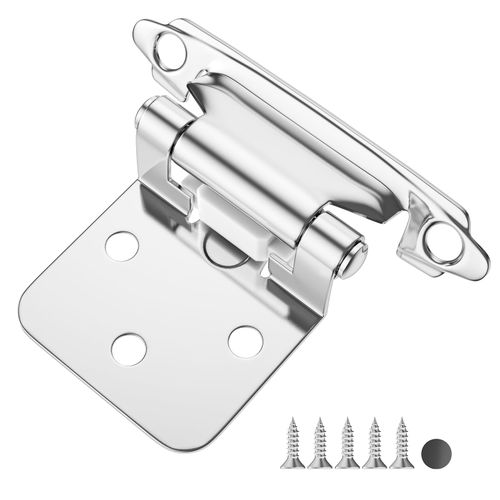 HOSOM Cabinet Hinges 1/2 Inch Overlay Brushed Nickel for Kitchen Cabinet Doors Self Closing Cabinet Hinge with Door Bumper 4 Pack