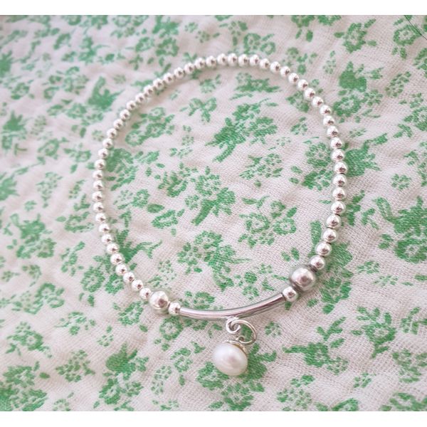 Mini Pearl Silver Bracelet Seam Perfect Layering Thin Silver Ball Bracelet