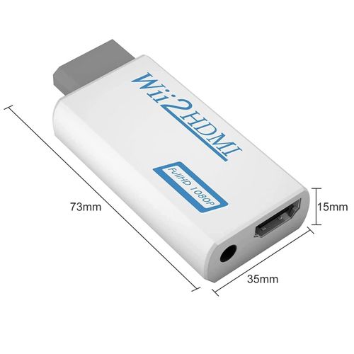 Wii to HDMI Converter, Wii to HDMI Adapter, Wii to HDMI Connector with Full HD 1080p/720p Video Output and 3.5mm Audio, Support Games TV Projector All Wii Display Modes - White