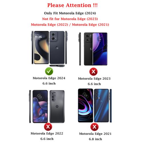 for Motorola Edge 2024 Case with Camera Lens Cover HD Screen Protector, Dual Layer Military-Grade Drop Tested Magnetic Ring Holder Kickstand Protective Phone Case for Motorola Moto Edge 2024 (Red)