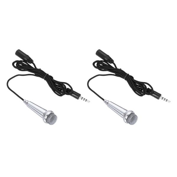 sourcing map 2Pcs Mini Microphone Tiny Microphone Portable Microphone Mini Mic for Singing Voice Recording Video for Phone Computer Notebook Silver Gray