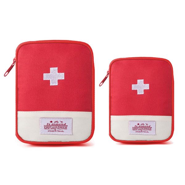 Travel Mini First Aid Pouch, 2 Pack Portable Mini First Aid Kit Storage Bag for Medicine Boxes, Reusable Medical Kits Empty Rescue Bag for Sports Camping Hiking Outdoor Activities Emergency