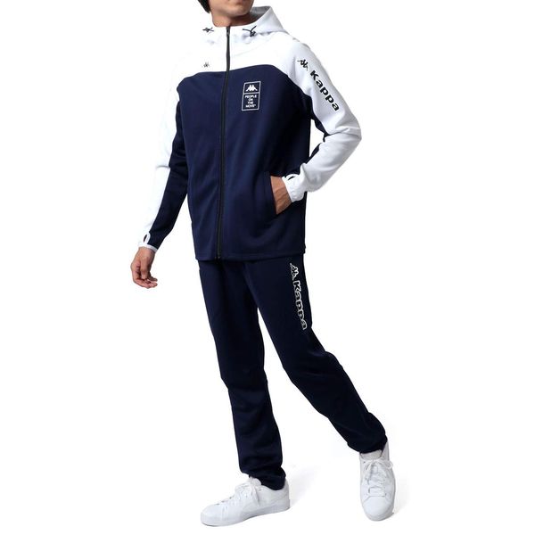 Kappa Men's Loungewear, Jersey, Top and Bottom Set, Switching Hoodie, nvy, L