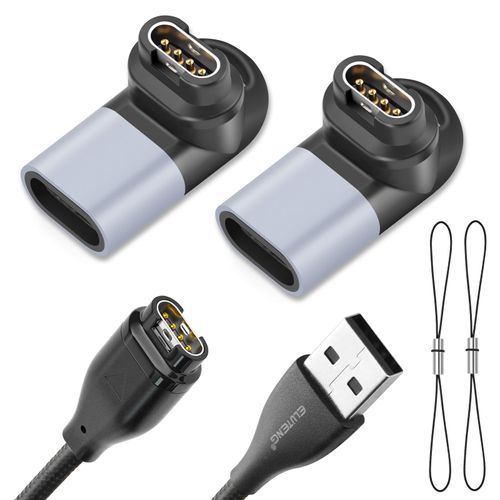 ELUTENG Charging Cable for Garmin Watch with 90 Degree USB C Adapter, Pack of 3, 3.3FT Charging Cable Charging Adapter Compatible with Garmin Fenix 7/7S/7X/6/6S/6X/5/5S/5X/Forerunner