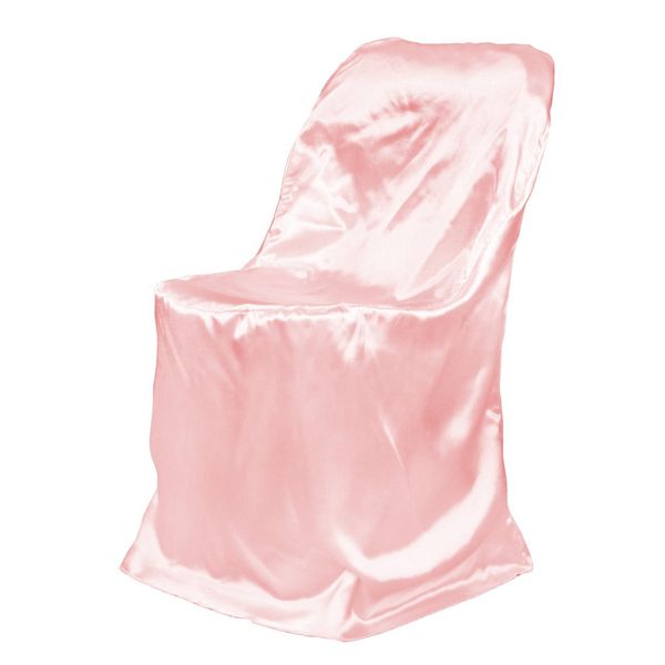 LinenTablecloth Satin Folding Chair Cover Pink