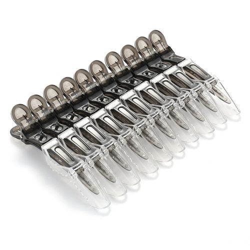 10pcs/set Multicolor Croc Clips Transparent Plastic Hairdresser Clips Hair Styling Sectioning Barrettes Non Slip Alligator Clips Salon DIY Accessories Hairpins for Women and Girls(10pcs-Black)