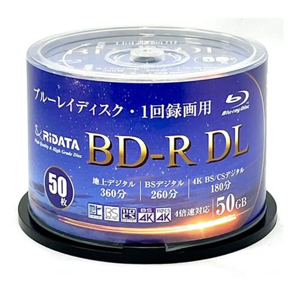 RiDATA BR260EPW4X.50SP Single Sided 2-Layer Blu-ray Disc White Printer BD-R DL 50GB 50 Sheets