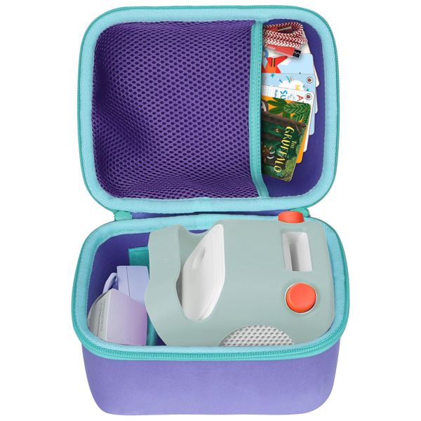 Lebakort Hard Case Compatible with Yoto Player Kids Bluetooth Speaker Kids Audio Music Children Player (Purple + Teal Case)