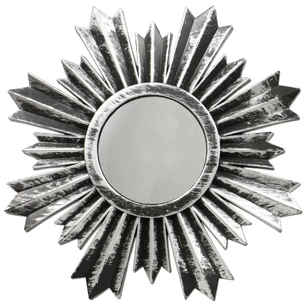 Starburst Sunburst Mirror Silver Black Antique  Gray 9.5x9.5 Home Office Grey