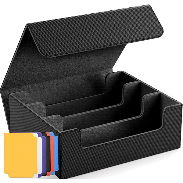 WUTONMU Trading Card Storage Box for MTG Cards, 1800+ PU Leather Card Deck Box, Magnetic Closure Card Deck Case Organizer Box Card Holder Fits for Game Sports Cards