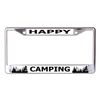 Happy Camping Chrome License Plate Frame