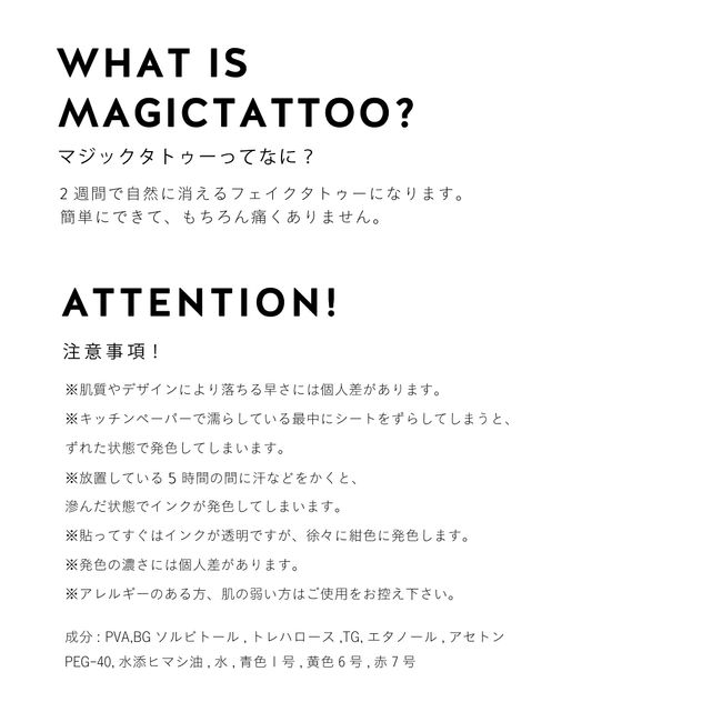 No.172_Made in Japan/Daisy, Heart, Tattoo That Disappears in 2 Weeks, Henna Tattoo, Jagua Tattoo, Korean Tattoo Stickers