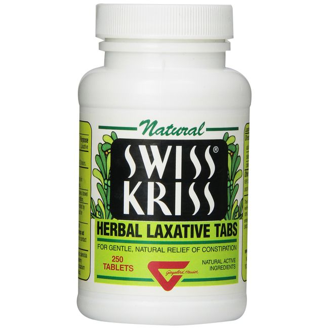 Swiss Kriss Herbal Laxative Tablets, 250 Count (Pack of 12)