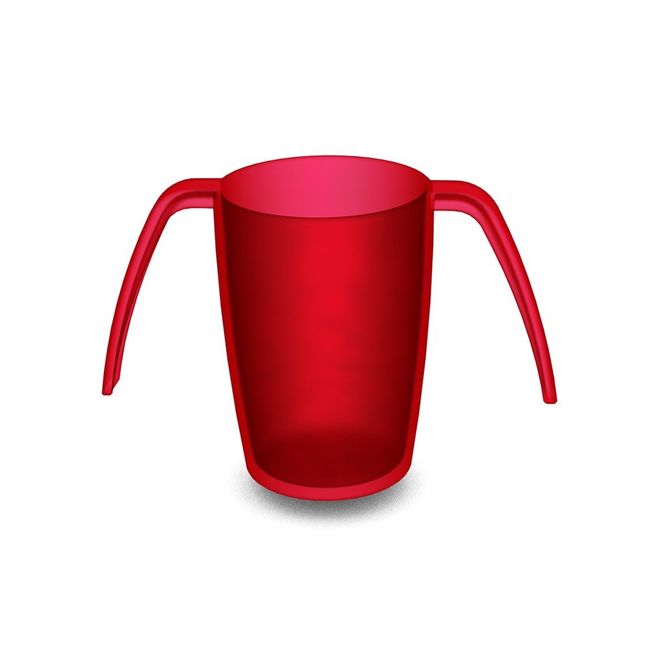 Ornamin Two Handled Mug 220 ml Red (model 816) | plastic mug with two handles, drinking aid, adult drinking cup