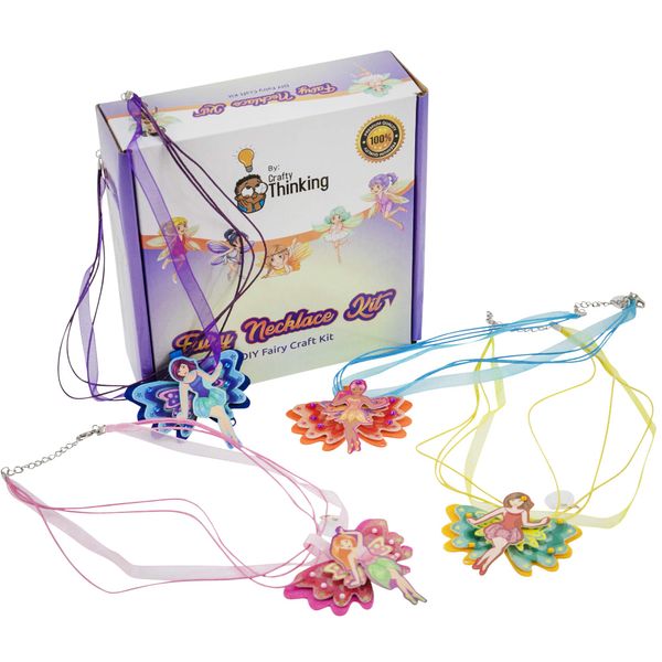 6 Fairy Necklaces Jewelry Making Kit Arts & Crafts Friendship Bracelet Craft Kits jewlery Crafts for Girls Birthday Girl Kids Crafts 5 Year Old Girl Birthday Gifts Young Girl Gift Girls Craft Set