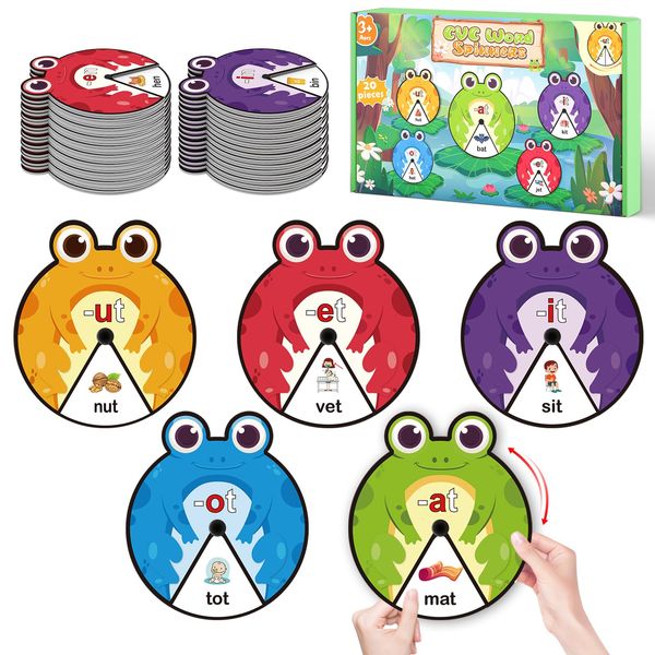 Kid CVC Word Games, CVC Word Card, Sight Words Flash Cards Kindergarten Preschool 1st 2nd Grade Classroom Must Have Spelling CVC Phonics Games Reading Toys Homeschool Supplies