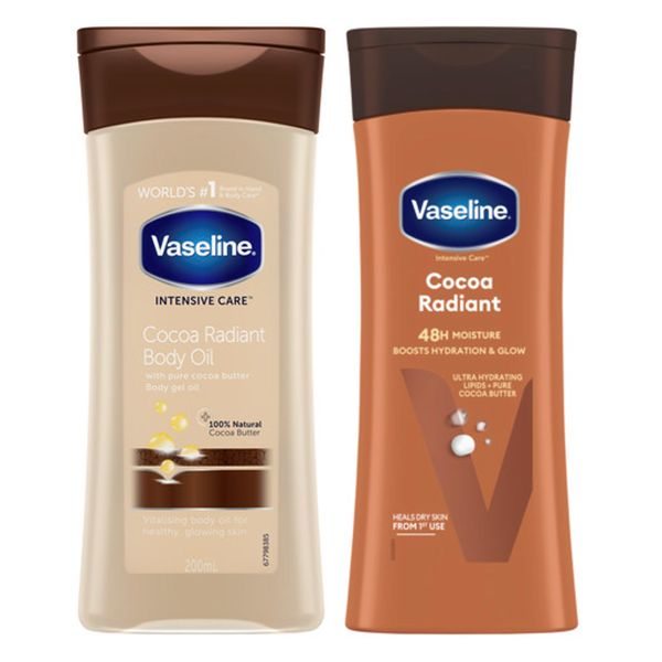 Vaseline Cocoa Radiant Body Lotion 400 ml x2 & Vaseline Intensive Care Cocoa Radiant Body Oil 200 ml x2