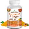 Extra Strength Turmeric Curcumin and Ginger & BioPerine - 1965mg Joint Support Supplement for Aches with Black Pepper Powder Extract - Premium Made in USA | Vegan Natural Non GMO Pills | 90 Capsules