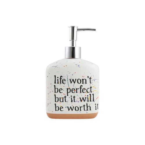 Enesco Our Name is Mud Life Won't Be Perfect Splatter Pump Soap Dispenser, 12 Ounce, Multicolor