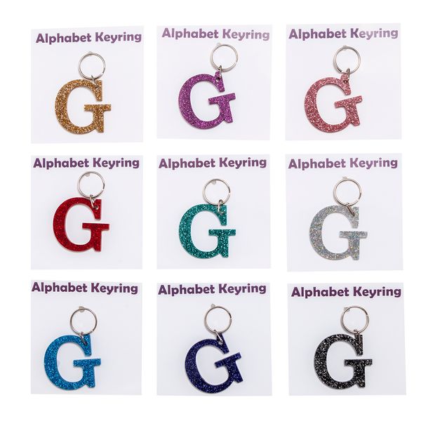 Glitter Acrylic Letter G Keyring/Bag Charm (Gold)