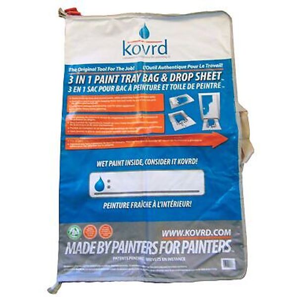 Kovrd 2-in-1 Reusable Paint Tray Storage Bag and 39” x 29” Drop Cloth, Keep B...