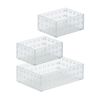 Like-it Stackable Bins - Storage for Kitchen Gadgets, Makeup & Office - 2 Small & 1 Medium Bin - White