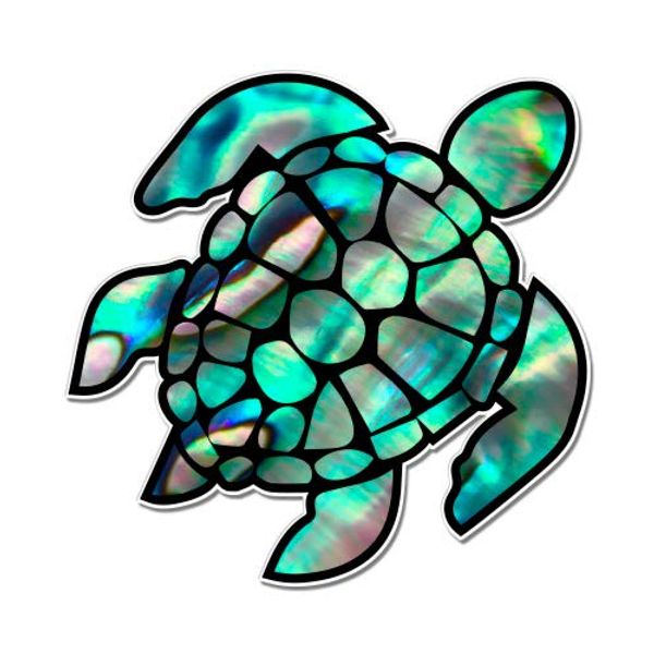 GT Graphics Sea Turtle Pearl Blue Green - 3" Vinyl Sticker - for Car Laptop I-Pad Phone Helmet Hard Hat - Waterproof Decal