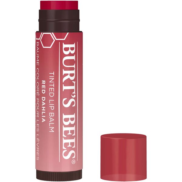 Burt's Bees Tinted Lip Balm Red Dahlia, Moisturising Lip Tint With Shea Butter, 100% Natural Origin, 4.25g