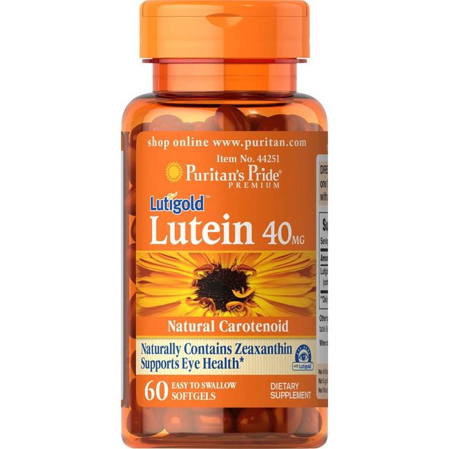 Lutein 40 Mg with Zeaxanthin, Helps Support Eye Health*, Whole Bean, 60 Ct,