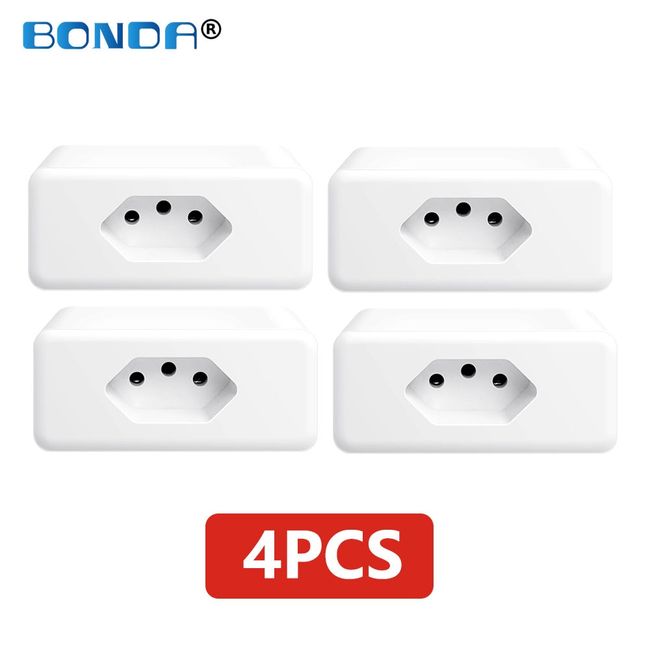 Tuya 16A Brazil Standard WiFi Smart Plug With Power Monitor Smart Life APP Smart  Socket Voice Work For Home Alexa