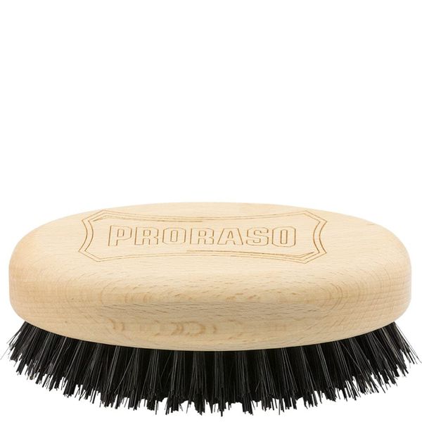 Proraso Military Beard Brush, Detangling and Styling Hair and Beard Brush For Men, Wooden Handle