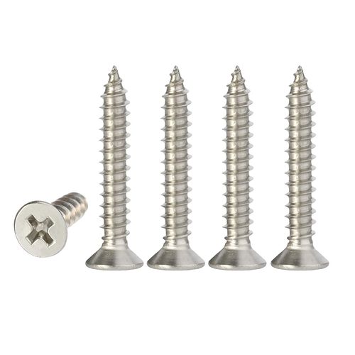 M4 Stainless Steel Self Tapping Screws,100pcs M4x25mm Phillips Flat Head Wood Srews DIY Woodworking Screws with Box (M4 X 25mm 100 PCS)